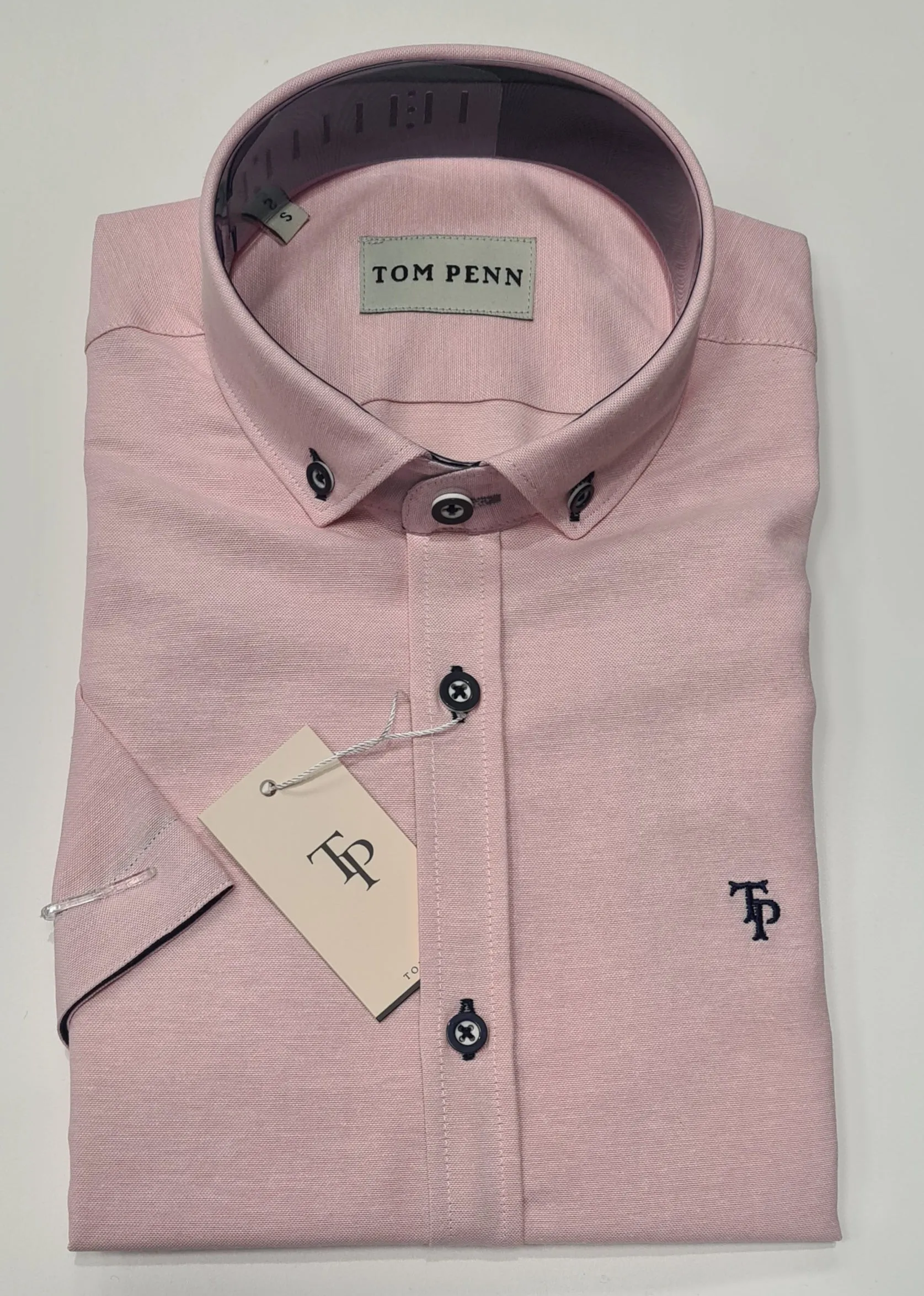 Tom Penn Short Sleeve Oxford Shirt 828 - Pink