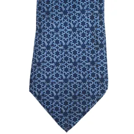 Vintage Hermes Tie Silk Twill 7787 FA Blue Necktie Made in France