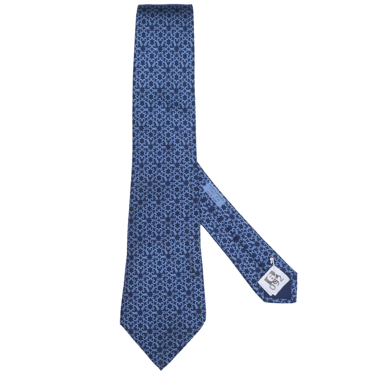 Vintage Hermes Tie Silk Twill 7787 FA Blue Necktie Made in France